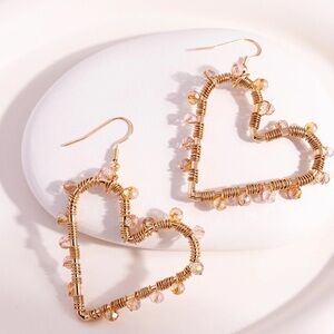 Gold Heart-Shaped Wire Earrings